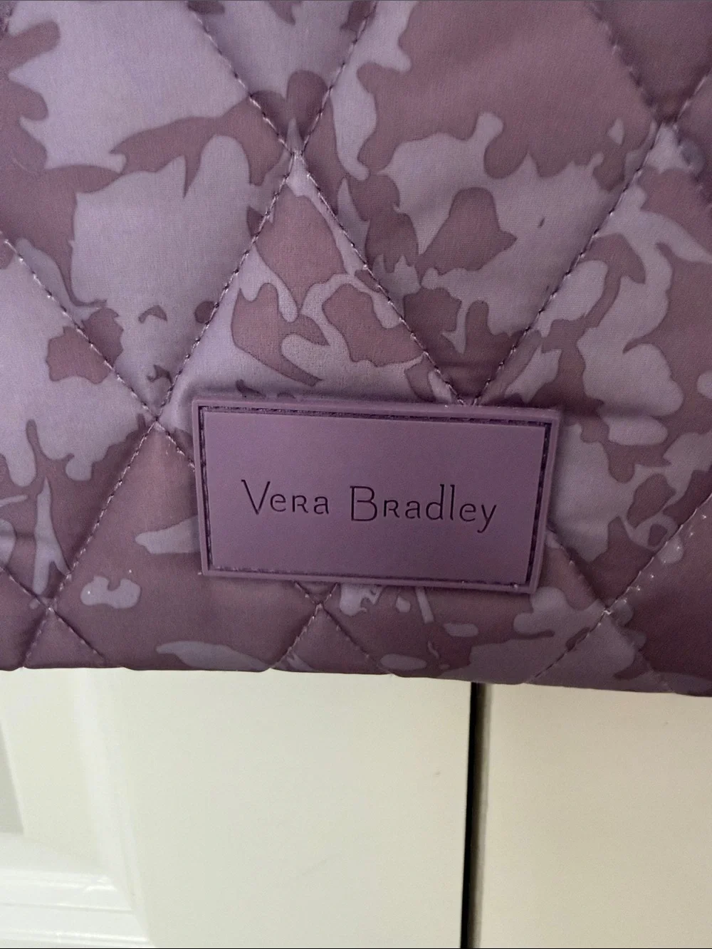 Vera Bradley Quilted Ultralight Laptop Crossbody Plum Floral Tonal Chrysanthemum